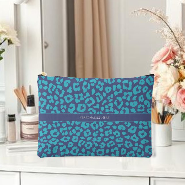 Blue Leopard Print Accessory Pouch (Blue Leopard Print Accessory Pouch )