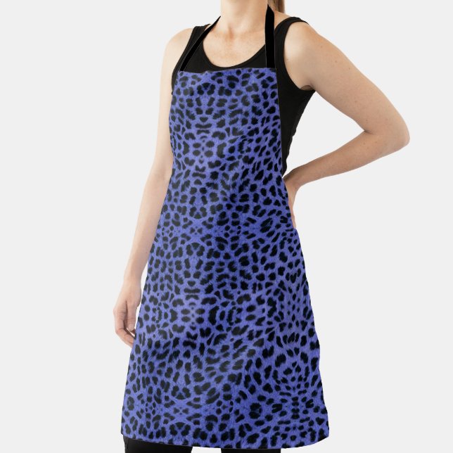 Blue Leopard Print Apron (Insitu)
