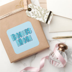 Blue Leopard Print Bonus Mom  Square Sticker