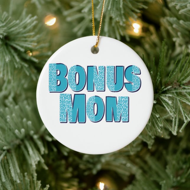 Blue Leopard Print Bonus Mum  Ceramic Tree Decoration (Tree)