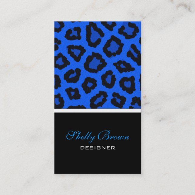Blue Leopard Print Business Card (Front)