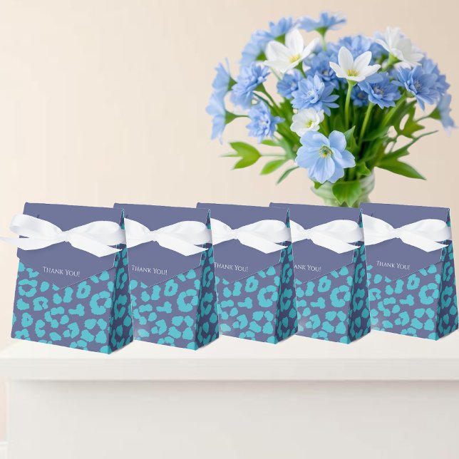 Blue Leopard Print Favour Box (Blue Leopard Print- Favor Boxes )