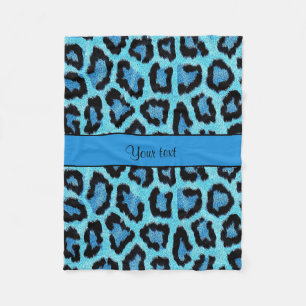 Blue Leopard Print Fleece Blanket