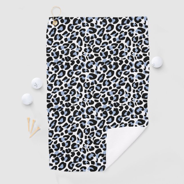 Blue Leopard Print Golf Towel (InSitu)
