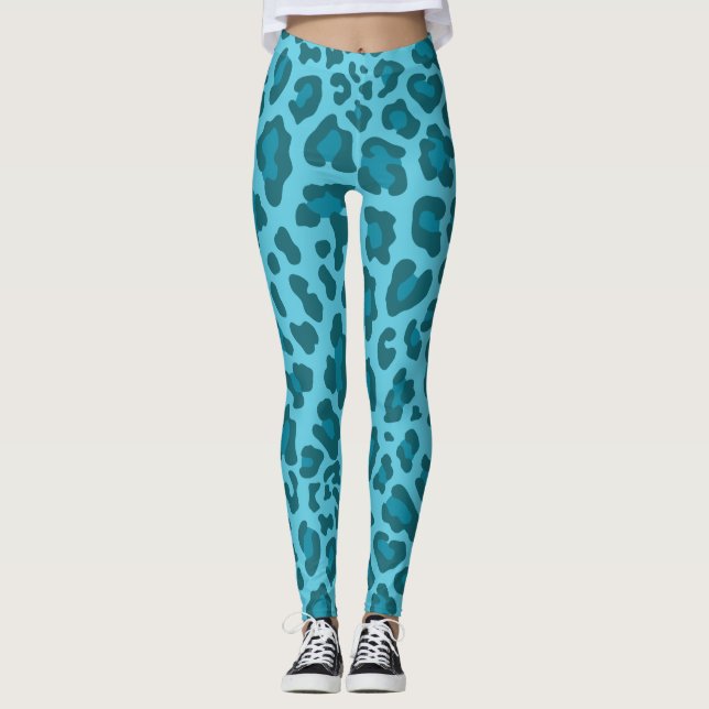 Blue Leopard Print Leggings (Front)