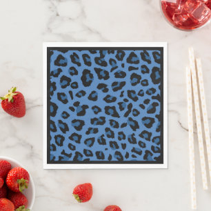 Blue Leopard Print Luncheon Napkin