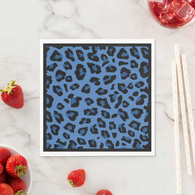 Blue Leopard Print Luncheon Napkin (Insitu)