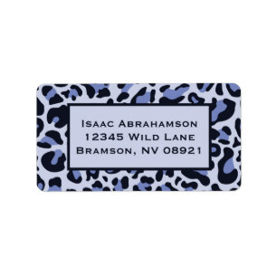 Blue Leopard Print Masculine Return Address Labels
