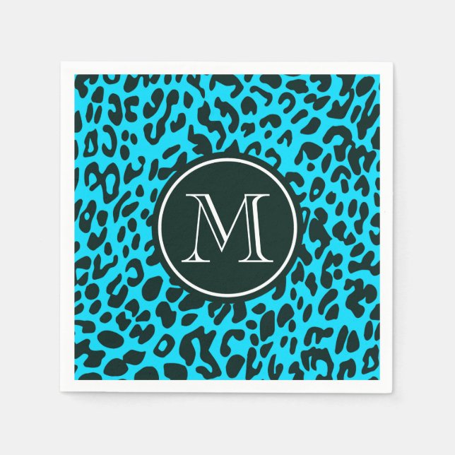 Blue Leopard Print Napkin (Front)