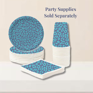 Blue Leopard Print Paper Plate