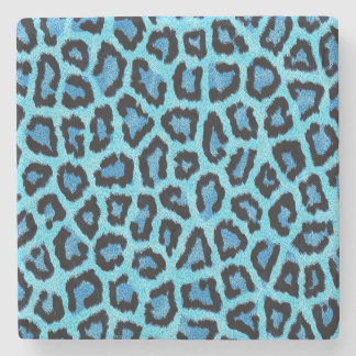 blue leopard print pattern - wild fun punk rock stone coaster