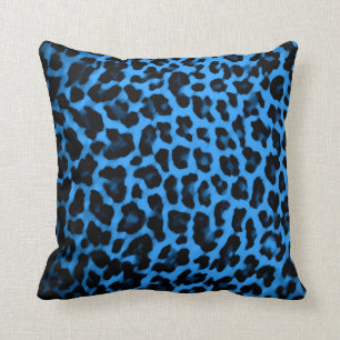 Blue Leopard Print Pillow
