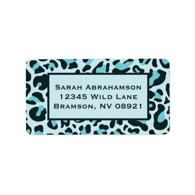 Blue Leopard Print Return Address Labels (Front)