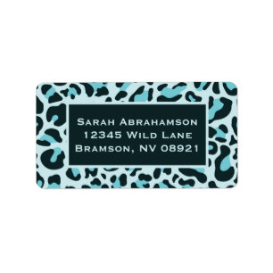 Blue Leopard Print Return Address Labels