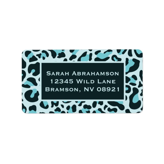 Blue Leopard Print Return Address Labels (Front)