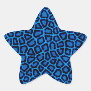 Blue Leopard Print Star Sticker