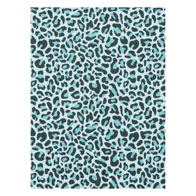 Blue Leopard Print Tablecloth (Front)
