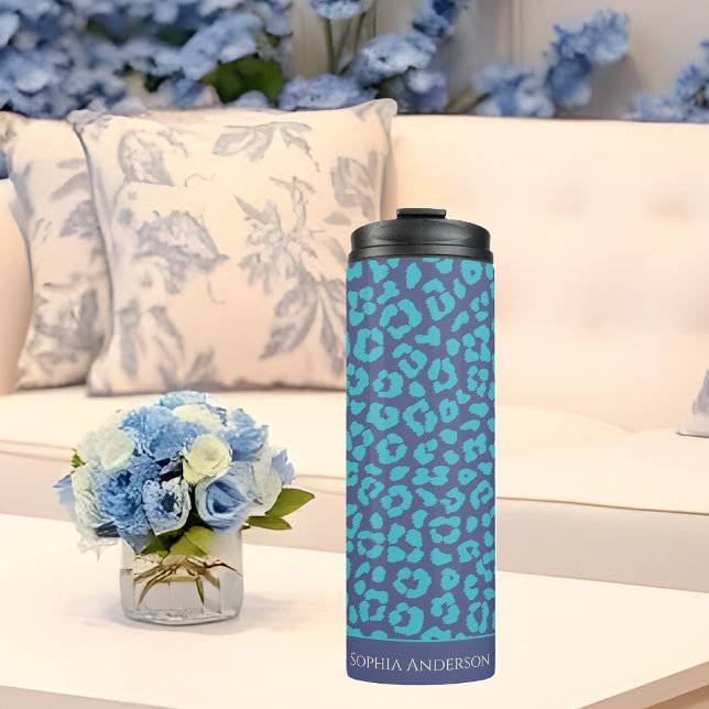 Blue Leopard Print Thermal Tumbler (Blue Leopard Print Thermal Tumbler)