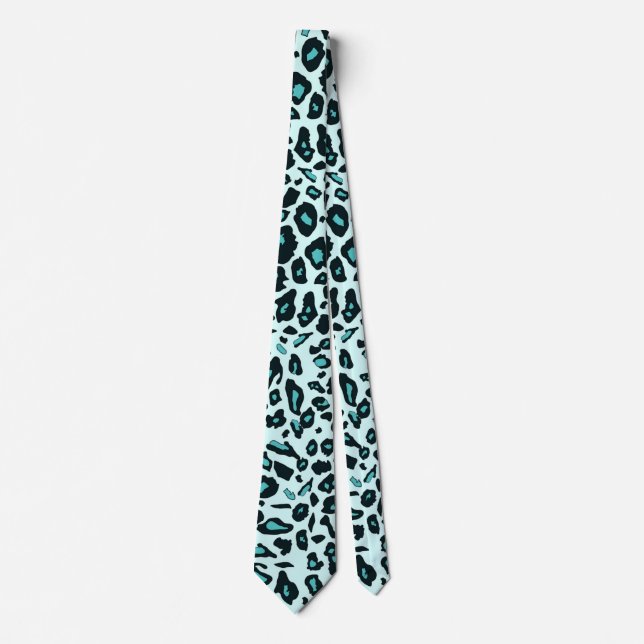 Blue leopard print tie (Front)