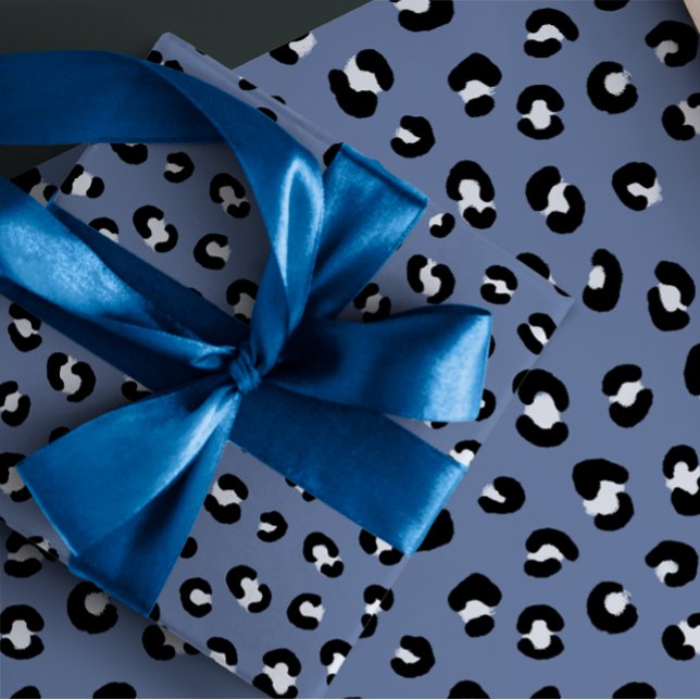 Blue Leopard Print Wrapping Paper Sheet (Creator Uploaded)