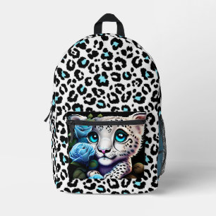 Blue Leopard Printed Backpack
