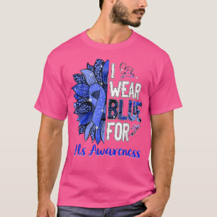 Blue leopard Sunflower I wear blue for Als Awarene T-Shirt