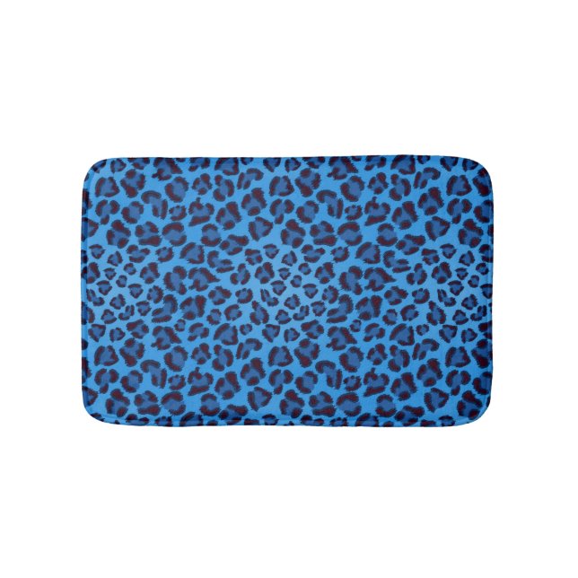 blue leopard texture pattern bath mat (Front)