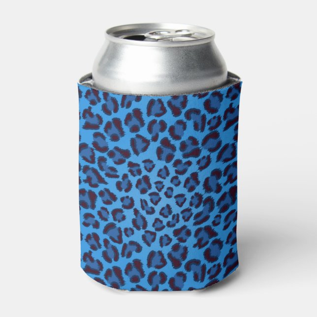 blue leopard texture pattern can cooler (Can Front)