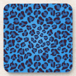 blue leopard texture pattern coaster