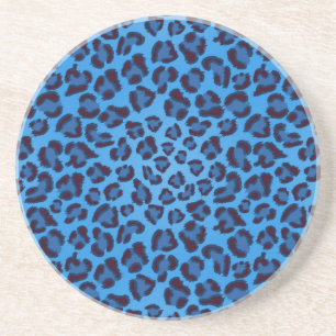 blue leopard texture pattern coaster