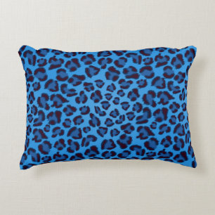 blue leopard texture pattern decorative cushion