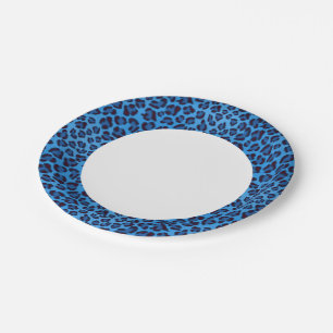 blue leopard texture pattern paper plate