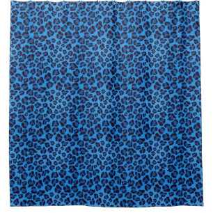 blue leopard texture pattern shower curtain