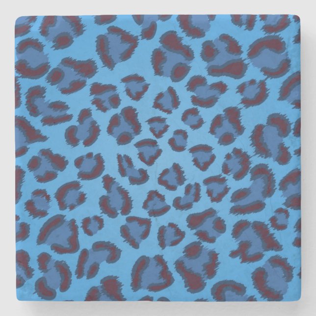 blue leopard texture pattern stone coaster (Front)