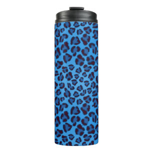 blue leopard texture pattern thermal tumbler