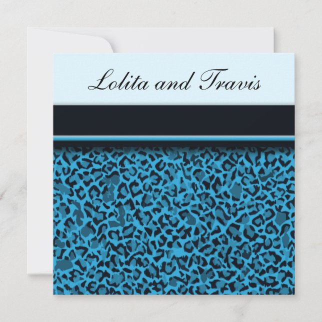 Blue Leopard Wedding Invitation (Front)