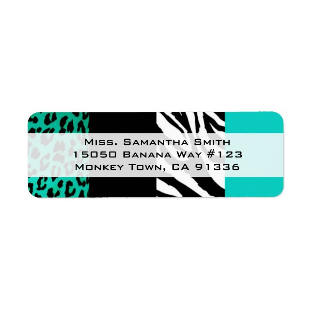 Blue Leopard & Zebra Animal Print Return Address (Front)