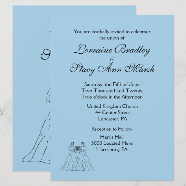 Blue Lesbian Invitation (Front/Back)