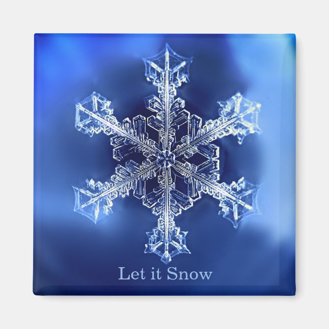 Blue Let it Snowflake 2 Inch Square Magnet (Front)