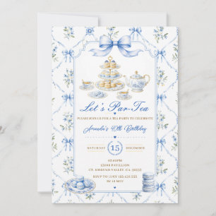 Blue Let’s Par-tea Birthday Party Chinoiserie Invitation