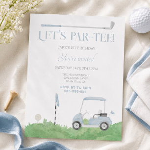 Blue let’s par tee Golf Birthday Invitation
