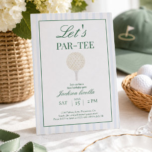 Blue Let’s Par-Tee Golf First Birthday Invitation