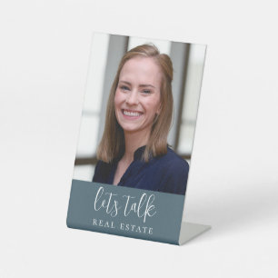 Blue Let's Talk Real Estate Professional  Pedestal Sign