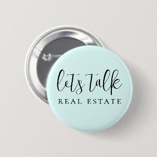 Blue Let's Talk Real Estate Promotional  6 Cm Round Badge