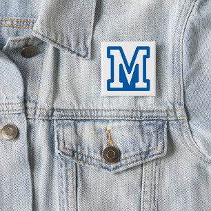 Blue Letter M 15 Cm Square Badge