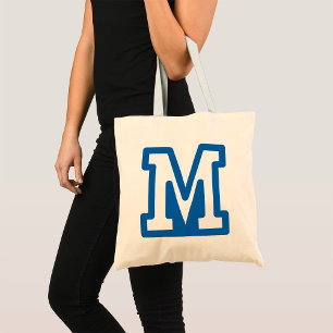 Blue Letter M Tote Bag