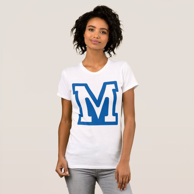 Blue Letter M Womens T-Shirt (Front Full)