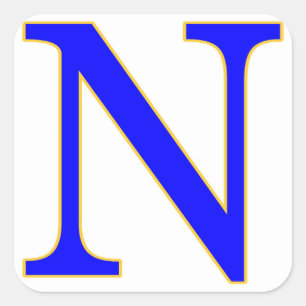 Blue Letter N Sticker