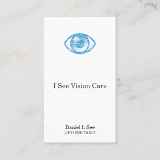 Blue Letterpress Style Eye-Con Appointment Card