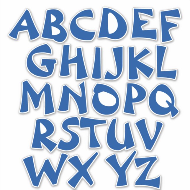 Blue Letters White Alphabet Wall (Front)